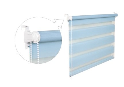 DOPPELROLLO DUOROLLO 70 CM BREIT 150 CM LANG HELLBLAU BLAU INKL. SEILZUG FENSTERROLLO KLEMMROLLO JALOUSIE - 2
