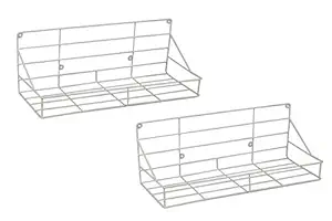 Halsey Wall Hanging Iron Indoor/Outdoor Flower Pot/Plant Stand for Home Garden Balcony Living Room Decor Multi-Purpose Use (Set of 2) (White)