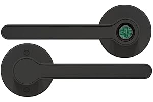 Blusafe Fingerprint Internal Door Lock, Biometric Smart Door Handle, 50 Fingerprints, 2 Backup Keys, HMO/Student Houses, Bedrooms, Home Office Locks (Rose, Black)