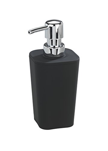 WENKO 18969100 Seifenspender Rainbow Black - Soft Touch, Fassungsvermögen 0.33 L, Kunststoff - Polystyrol, 8.8 x 17.4 x 7.3 cm, Schwarz