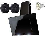  HAAG Vertikal C Schwarz + Glas + LED, Kohlefilter GRATIS! 60 cm Dunstabzugshaube, Kopffrei, Umluft/Abluft