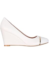 KRISP Zapatos Tacón Cuña Mediano Alto Tacones Básicos Clásicos Lisos Elegantes Salón