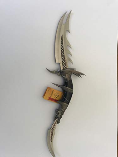 Martinez Albainox Daga - Cuchillo Decorativo Fantasia Dragón Doble Hoja con Peana 31739