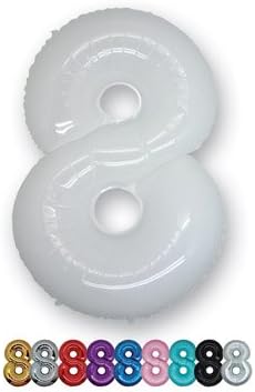 Foil Balloons. Number 0-9. Size: 102cm-40" (8, White)