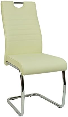 Visitor Chair, Conference Chair, 8 colours, faux leather and mesh, comfort guest chair with stable cantilever frame, ergonomic back rest mesh, armrests, thick padded, not stackable, low price (creme)