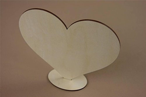 10x Naturholz stehende Herz-Form Blank Basteln Malen Raum-Dekoration (W10) - 3