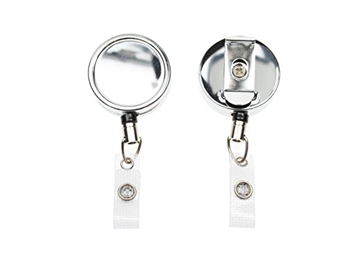 ID Card It ID Card Holder Key Clip Reel - Chrome With Strap (100)