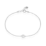 Rendez-vous RueParadis Paris - Bracelet Chaîne - Solitaire De Zirconium et Zirconiums - Argent 925 Sterling/Massif - Bijou Femme - Idée Cadeau