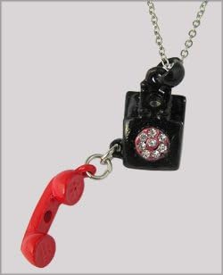 Black and Red Telephone Necklace