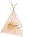 Produktbild pelzitoys Tipi Zelt für Kinder - mobiles Set, faltbar mit Bodenmatte aus Baumwolle Segeltuch für Mädchen Indoor u. Outdoor