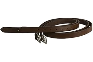Pets2Care GENUINE HORSE HEAVY DUTY STRONG STIRRUP LEATHER BLACK & BROWN FULL (60") COB (54"), PONY SS BUCKLE