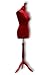 Produktbild DEUBL Damen Profi Schneiderpuppe 'RUBIN' Gr. M (36/38), Bezug: Samtrot, Fuß: Kirschbaum, weiblicher Schneidertorso mit Dreibein Holzstandfuß, kirschbaumfarben lackiert, höhenverstellbarer Torso aus EPS-Hartschaum inkl. elastischem Jersey Bezug zum unterpolstern