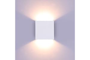 Glighone Dimmbar Wandlampe LED, 10W Weiß Aluminum Modern LED Wandleuchte Innen Licht Up Down Wandlicht für Wohnzimmer, Schlafzimmer, Flur, Balkon, Treppen, Warmweiß 3000K