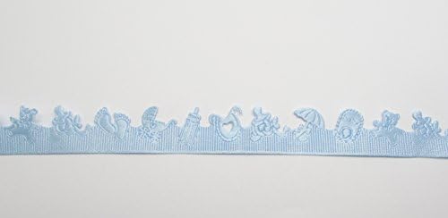 Baby Shower Decorative Satin Ribbon Pink or Blue Cutout Bottles and Pram Pattern x 10 Meters (Blue)