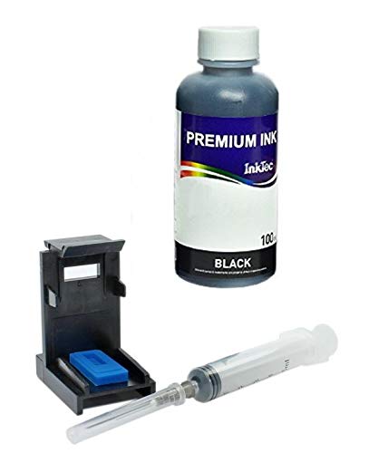 Stampa Continua Ricarica cartucce HP 302, 301, 62, 300, 901, 304, 303, 300, 901 - Kit Ricarica Inchiostro Premium Inktec (100ml + Refill, Nero)