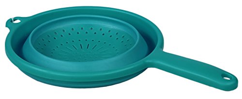 Seiher faltbar mit Griff Kunststoffrahmen + Silikonsieb Ø ca. 22,5cm (blau)