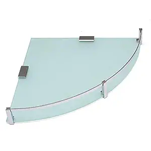 Klaxon Royal Glass Corner Shelf Bathroom Shelf and Kitchen Shelf - 12 12 Inches with Brass Fittings