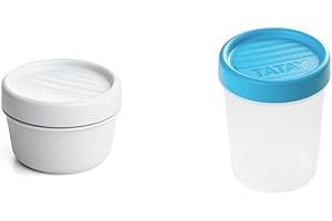 Tatay Fiambrera de Alimentos, Hermética, 0.2L de Capacidad, Color Blanco, Medidas: 8,5 x 8,5 x 6 cm & Fiambrera de Alimentos,