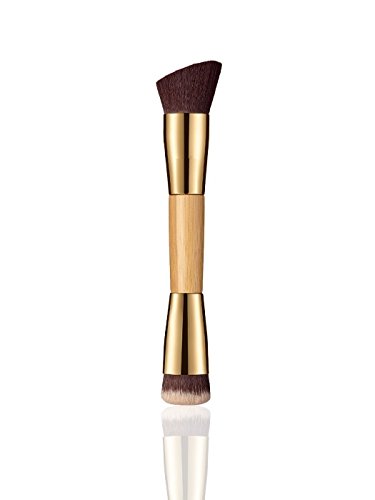 LyDia® Professional Double-Sided Eco-friendly Bamboo Handle Face & Body Flat and Angled Foundation/Blush/Loose Powder/Bronzer/Highlighter/Concealer Contour Buffing Brush F-021