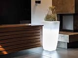 Sconosciuto Harz-Blumentopf mod. Agave Eckig mit Led (40x40 CM H90 CM, Weiß Lampe)