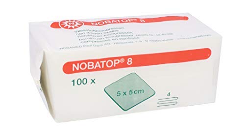 Vliesstoffkompresse Pieza 100 Nobatop 8 No Estéril Varios Tamaños - 5 cm x 5 cm