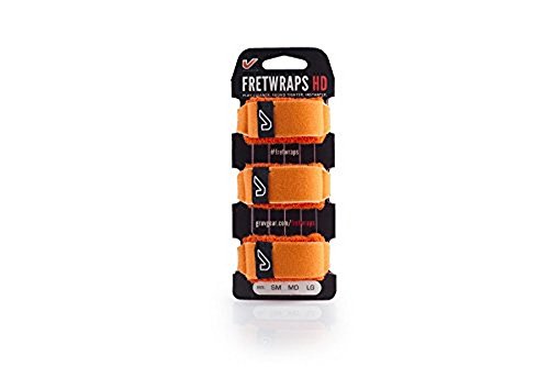 GruvGear HD-FretWrap - Pack de 3 accesorios de amortiguación/sordina profesional (tamaño mediano), color blanco, naranja