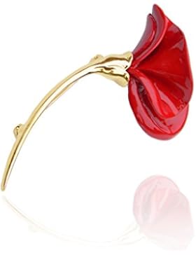 , im Vintage-Stil, Rot, Grün, Blumen, Mohn, symbolische Brosche BR304