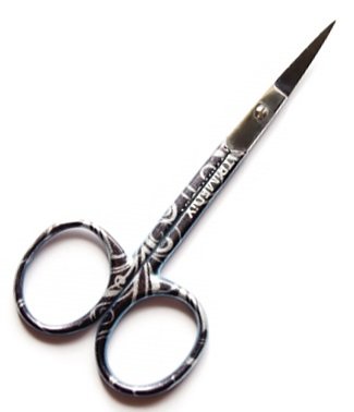 TRiMEDiX Professional Curved Nail & Cuticle Scissor (Black/Silver Floral Print)
