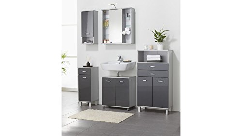 SCHILDMEYER Waschbeckenunterschrank Dallas, Breite 60 cm anthrazit, silberfarben - 3