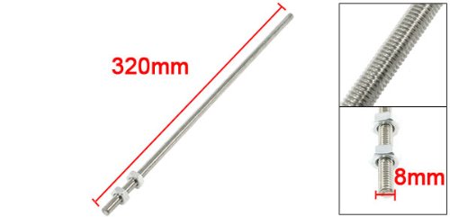 sourcingmap® 320 mm x M8 Gewinde stange, Edelstahl, verpackt, silberfarben - 2