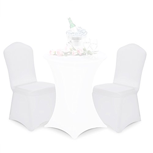 2 Stück Stuhlhussen Universell Husse Stuhlbezug Stuhlüberzug Stuhlüberwurf geeigent für Hochzeiten, Partys oder Events – Farbe Weiß - 2