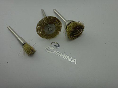 SHINA 45 tlg Messingbürsten Drahtbürsten Draht Bürstensatz Dremel Proxxon Polier Set Stahl Bürsten Polierscheiben Scheibenbürste Rundbürste Schaftaufnahme Ø 3,17 mm - 7