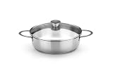 Acero inoxidable 18/10 BRA Ancora - Rustidera, 26 cm, Acero Inoxidable 18/10, con Tapa de Cristal