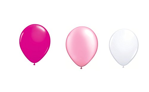 DeCoArt...60 Latexballon Luftballon metallic weiß, metallic rosa und metallic pink je 20x ca. 28 cm Durchmesser (Ballongas geeignet) und ein weißes Aufblasventil sowie ein DeCoArt...Merkblatt
