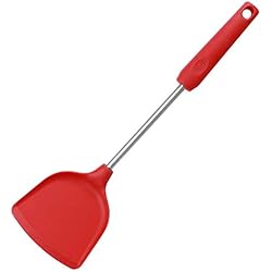 Yhjkvl Cuisine en Silicone Résistant à la Chaleur Anti-adhésive de spatule de Wok de Silicone Facile à Nettoyer l'ustensile de Cuisine for la Cuisine Chinoise (Color : Red, Size : 37.5×10cm)