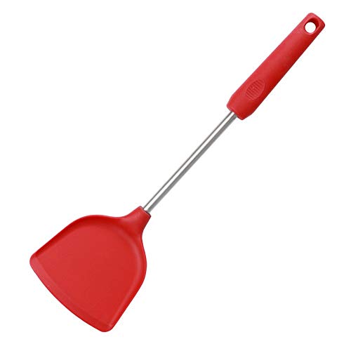 Yhjkvl Cuisine en Silicone Résistant à la Chaleur Anti-adhésive de spatule de Wok de Silicone Facile à Nettoyer l'ustensile de Cuisine for la Cuisine Chinoise (Color : Red, Size : 37.5×10cm)