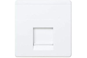 CABLEPELADO Placa de voz y datos Simon 27 Play | Placa 1 conector RJ45 AMP | ‎27087-35 | Plana con guardapolvo | Apto para superficie y empotrar | Dimensiones: 45x45 mm | Color Blanco | Simon 27