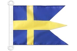 AZ FLAG Bandera Nautica Pabellón de Guerra Suecia 45x30 cm - Pabellón de Conveniencia Sueca - Pabellón Naval 30 x 45 cm con Anillas