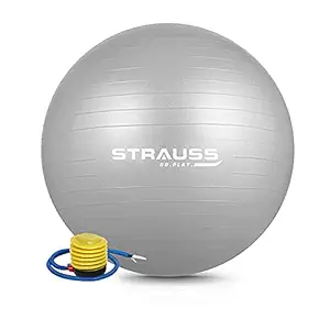 Strauss Unisex Anti-Burst Gym Ball with Foot Pump | Exercise Rubber Ball | Anti Burst Swiss Birthing Stability Ball for Workout,Pregnancy,Balance, (Multicolor, Sizes : 55 to 85 cm)