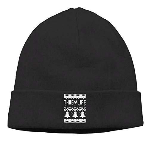 Preisvergleich Produktbild Nazhihat Men Thug Life Christmas Warm Skiing Black Beanies Tough Headwear