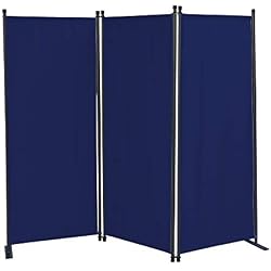 QUICK STAR Paravent 170 x 165 cm Séparateur de tissu Jardin en 3 parties pliable Balcon Écran de confidentialité partition Bleu