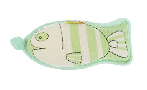 6"x4" Soft and Foamy Babies Bath Sponge Animal Print- In 6 styles (Green Fishy)