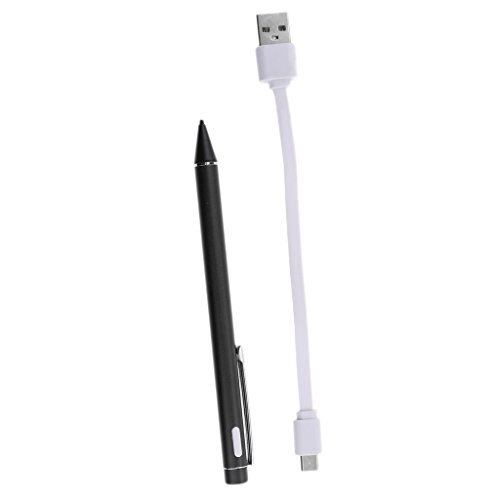 MagiDeal 2.0mm Kapazitiver Stift Touch Pen Stylus Pen mit Usb Ladekabel Für Ipad Iphone Schwarz