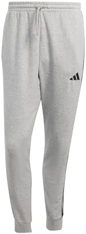 adidas Uomo Essential Three Stripes French Terry Pants, Medium Grey Heather/Black, M
