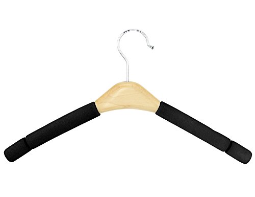 FiveSeasonStuff® Prämie Qualität Packung mit 5 Hochwertigen Kleiderbügeln Samak Baum Massivholzkleiderbügel / Kleiderbügel / Kleiderbügel, aus Holz / mit Anti-Rutschfestem Seiten Schulter Schaum HJ10 (5 x Massiv Natürliche Holz Kleiderbügel (Schwarz Anti-Rutsch-Schaum)) - 6