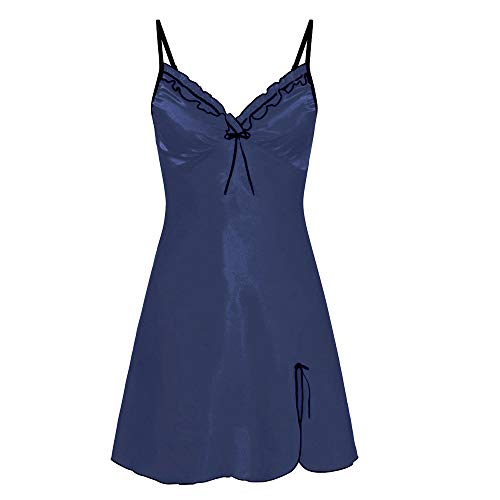 Preisvergleich Produktbild TianWlio Dessous Mode Damen Schlafanzug Unterwäsche Unterhosen Negligees Weihnachten Nighte Kleid Plus Größe Falten Bogen Dessous Baby Dolls Nachtwäsche Schlafrock Blau S
