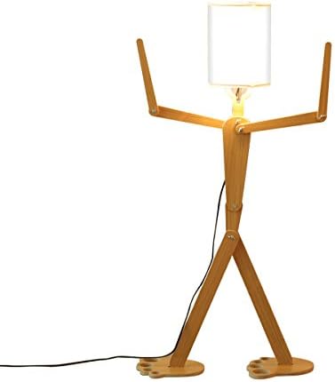 Wooden Original 1.1m Floor Lamp Room Standing Light Variety Character Modeling Shade Linen White Modern Cool for Bedroom Living Room …