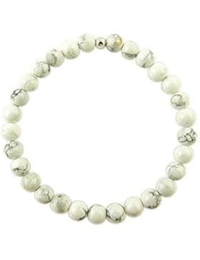 Sunsara Traumsteinshop Howlith Armband Edelstein Kugeln (Perlen) 6 mm und 925er Silberkugel Heilsteinarmband,...