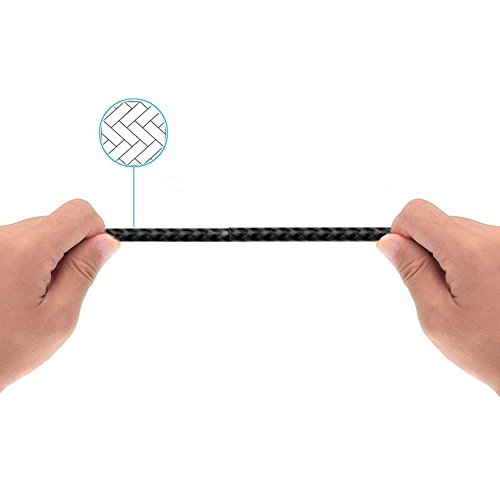 MyGadget©- 2 x Nylon Iphone-Ladekabel mit Metall USB-Anschluss (1 M) Textil für das Apple 7/7 Plus 6s/6s Plus/6/5/5s/5c/SE, iPod nano 7/5G (Schwarz) - 2