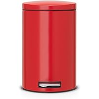 Brabantia Pedal Bin 483721 - Cubo de basura, 12 litros, tapa silenciosa, cubo interior de plástico extraíble, color rojo pasión